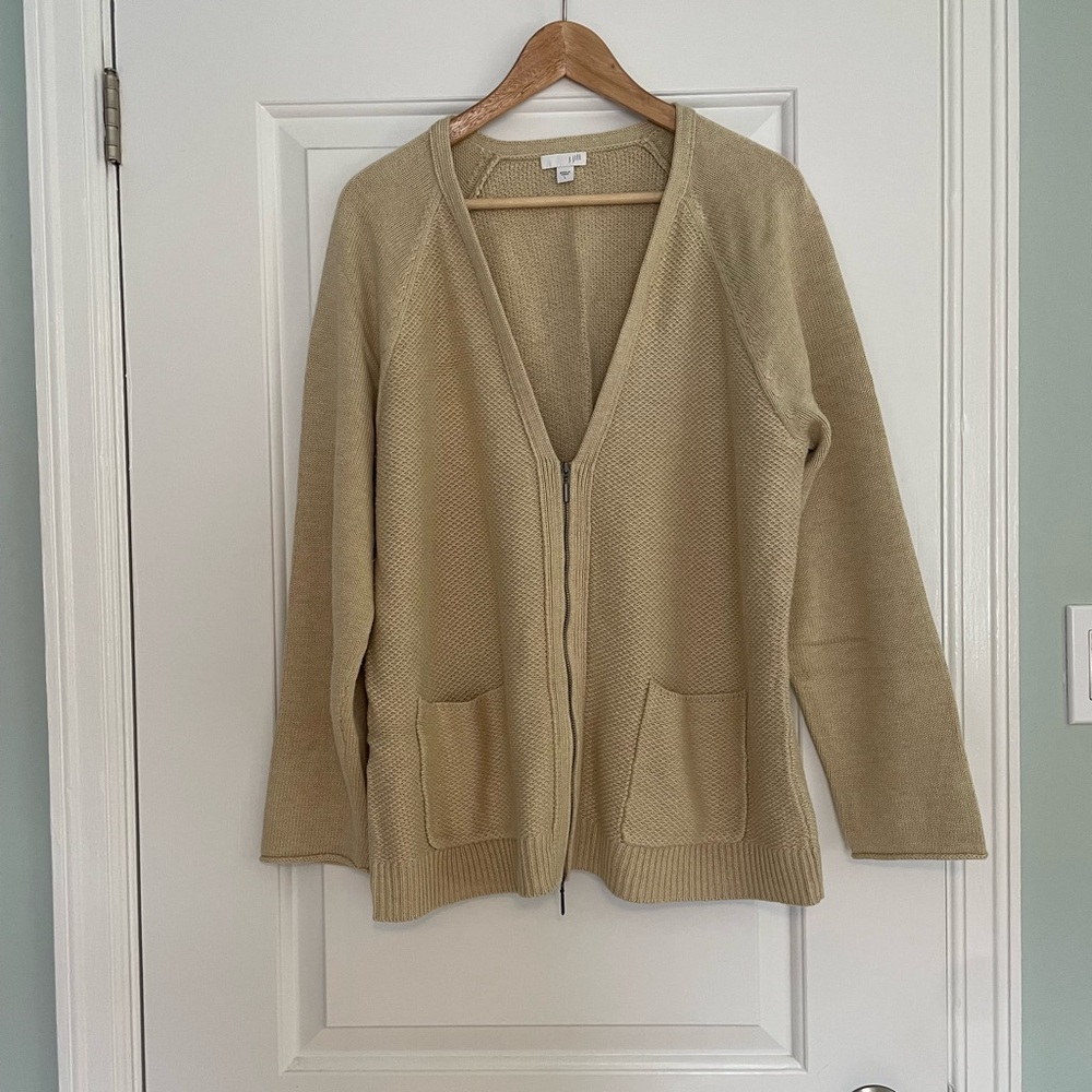 J.Jill neutral zip cardigan size L